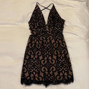 Tobi black lace mini dress